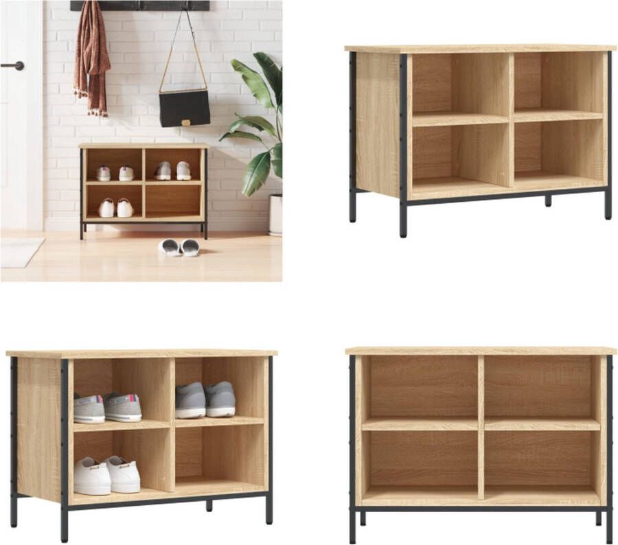 VidaXL Schoenenkast 69x35x50 cm bewerkt hout sonoma eikenkleurig Schoenenkast Schoenenkasten Opbergkast Kast