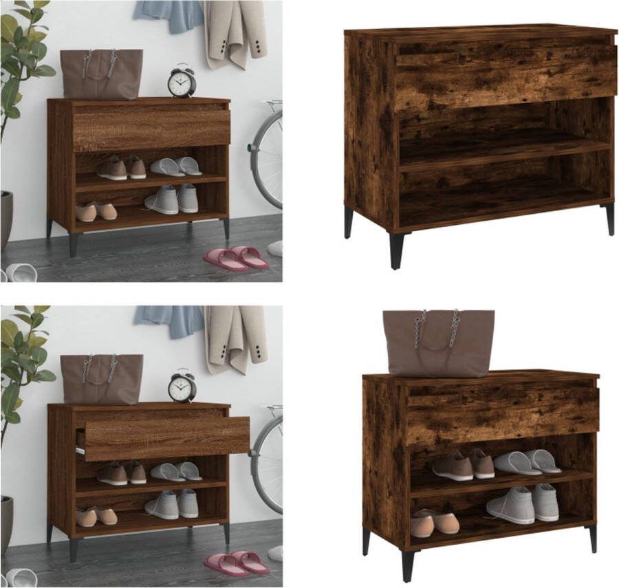 VidaXL -Schoenenkast-70x36x60-cm-bewerkt-hout-gerookt-eikenkleurig - Foto 2