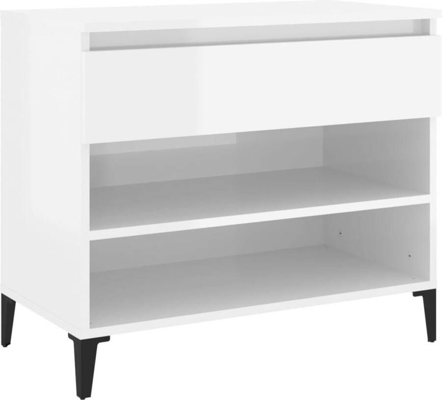 VidaXL -Schoenenkast-70x36x60-cm-bewerkt-hout-hoogglans-wit - Foto 2