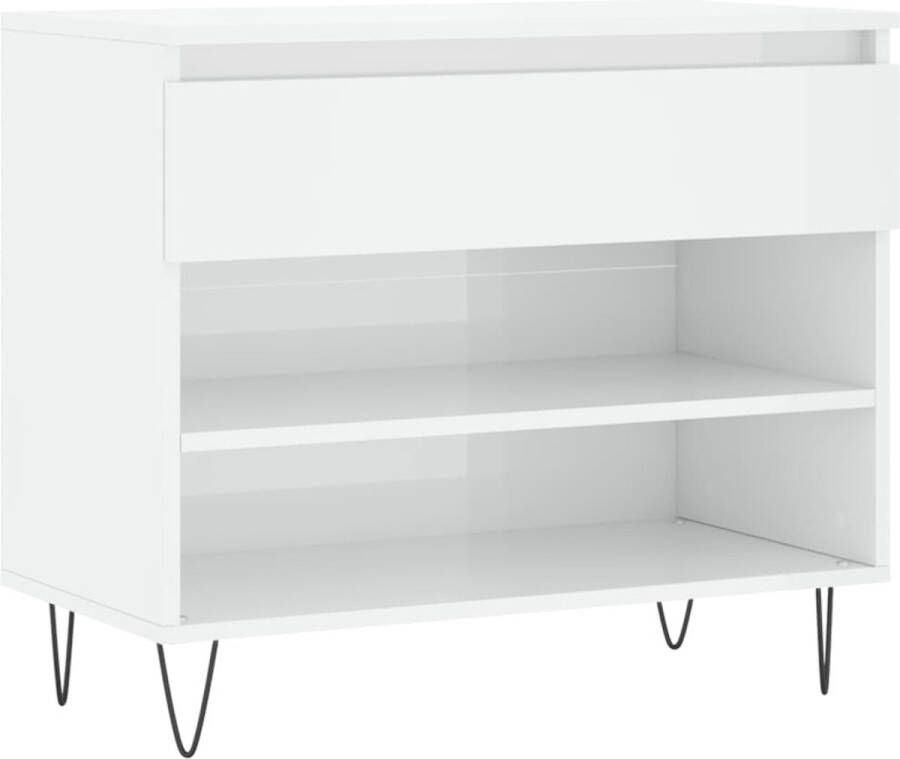 VidaXL -Schoenenkast-70x36x60-cm-bewerkt-hout-hoogglans-wit - Foto 2