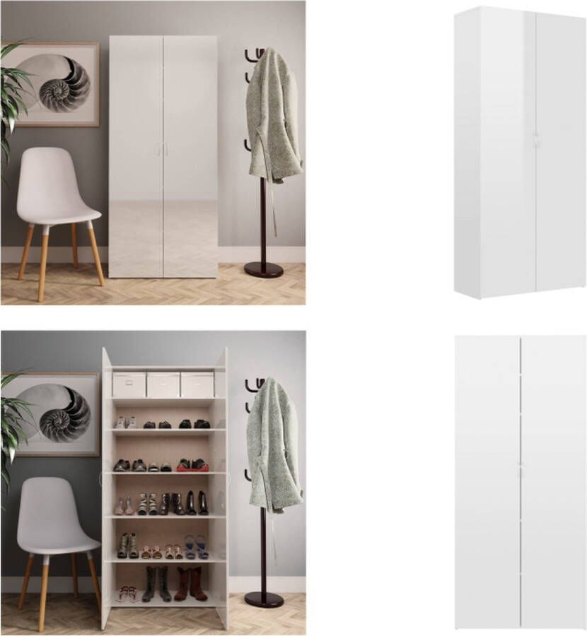 VidaXL Schoenenkast 80x35 5x180 cm bewerkt hout hoogglans wit Schoenenkast Schoenenkasten Schoenen Kast Schoenen Kasten