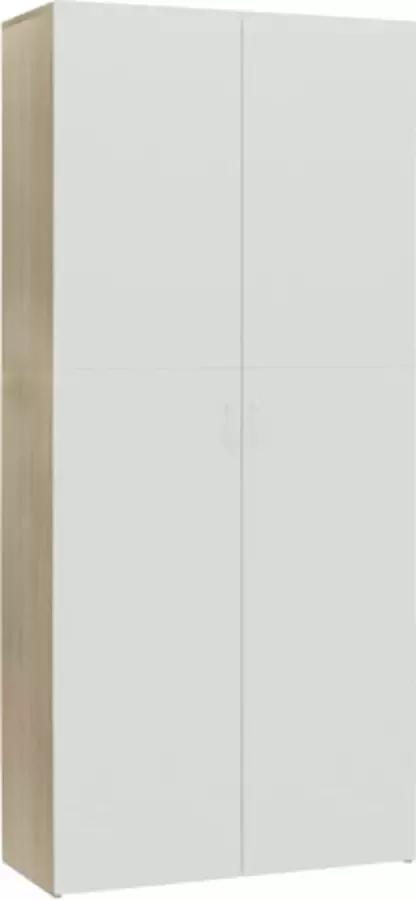 vidaXL Schoenenkast 80x35.5x180cm bewerkt hout wit sonoma eikenkleurig