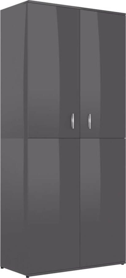 VidaXL -Schoenenkast-80x39x178-cm-bewerkt-hout-hoogglans-grijs - Foto 2