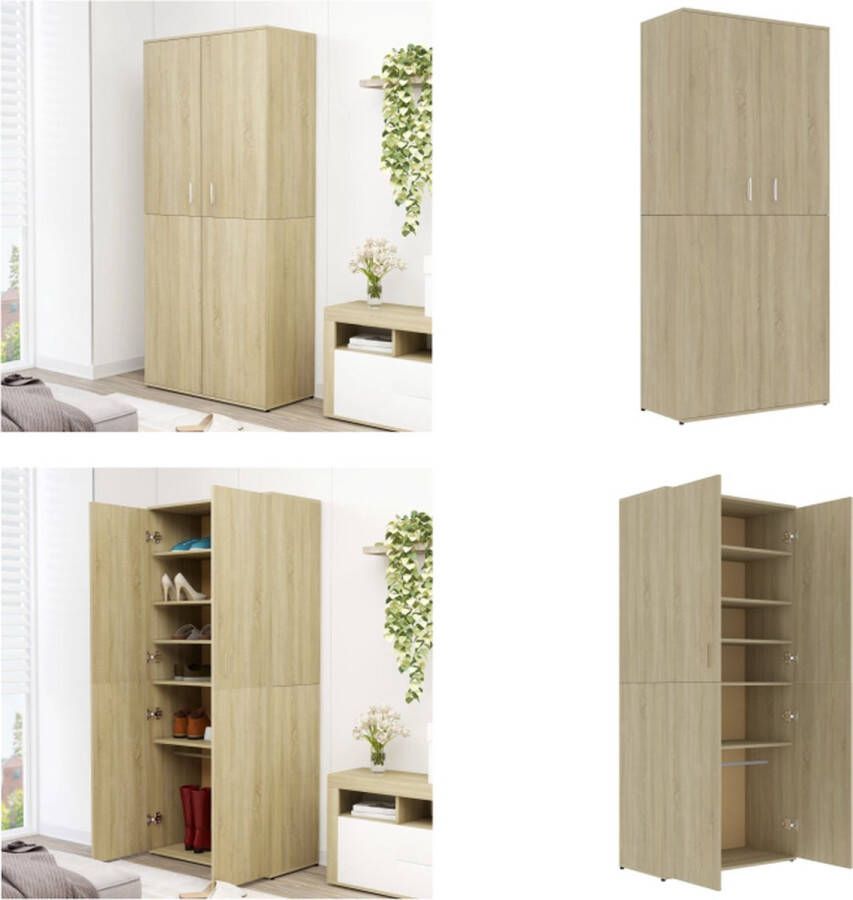 VidaXL Schoenenkast 80x39x178 cm bewerkt hout sonoma eikenkleurig Schoenenkast Schoenenkasten Schoenen Kast Schoenen Kasten - Foto 2