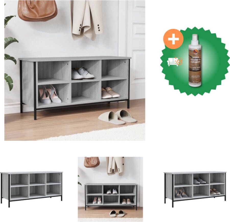 VidaXL Schoenenkast Afmetingen- 100 x 35 x 50 cm Kleur- grijs sonoma eiken Schoenenkast Inclusief Houtreiniger en verfrisser