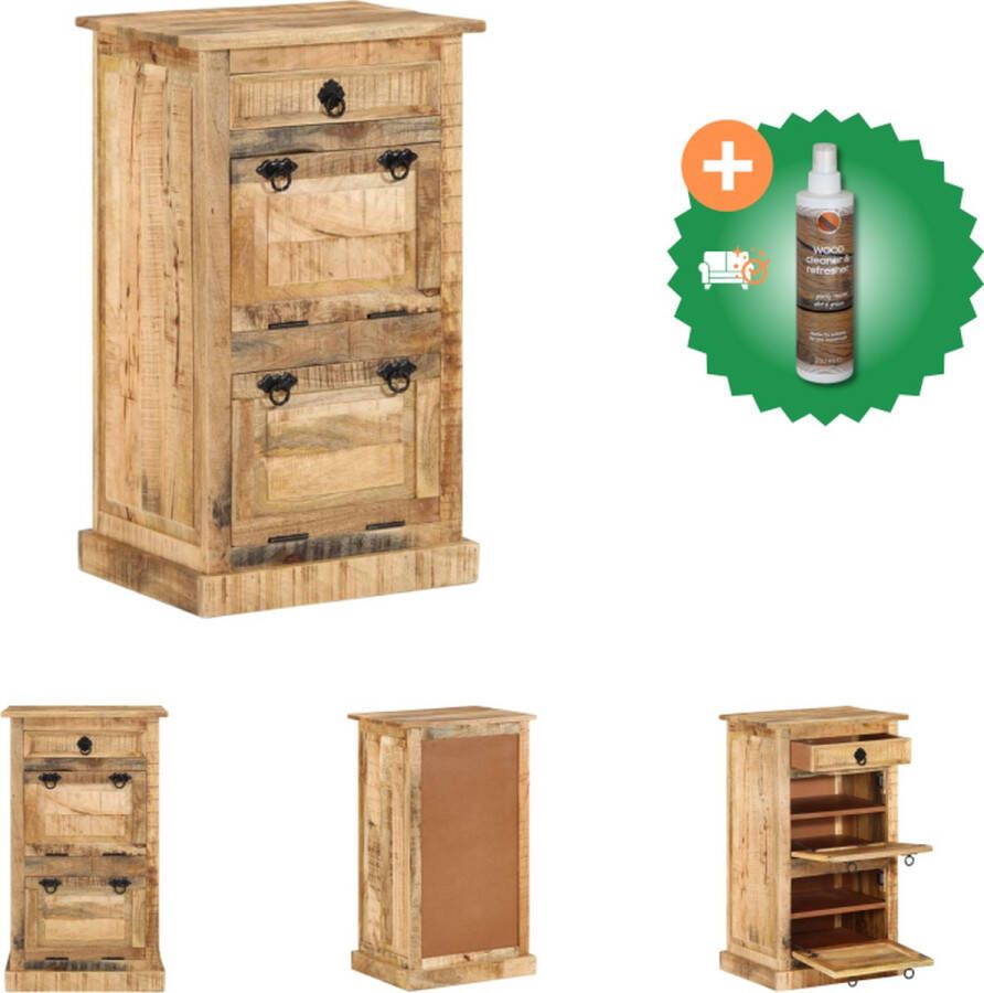 VidaXL Schoenenkast Antieke Stijl 50 x 38 x 87 cm Massief Mangohout Schoenenkast Inclusief Houtreiniger en verfrisser