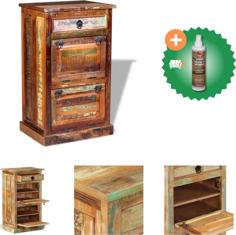 VidaXL Schoenenkast Antieke Stijl Hout 50 x 38 x 85 cm 4 schappen Meerkleurig Schoenenkast Inclusief Houtreiniger en verfrisser