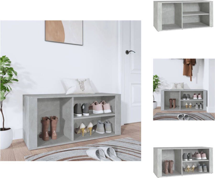 VidaXL Schoenenrek Schoenenrekken Opbergrek Voor Schoenen Schoenenstellage Schoenenkast 100x35x45 cm bewerkt hout betongrijs - Foto 2