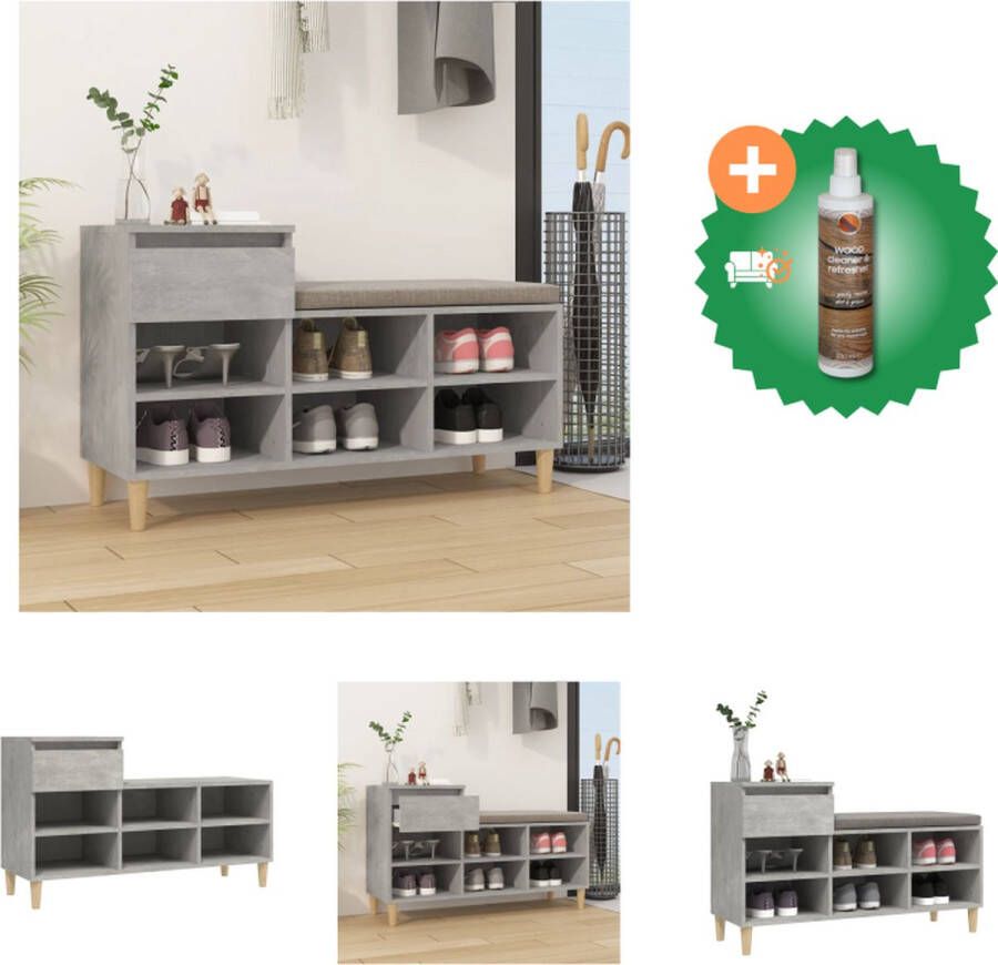 VidaXL Schoenenkast Betongrijs 102 x 36 x 60 cm Duurzaam bewerkt hout materiaal Schoenenkast Inclusief Houtreiniger en verfrisser
