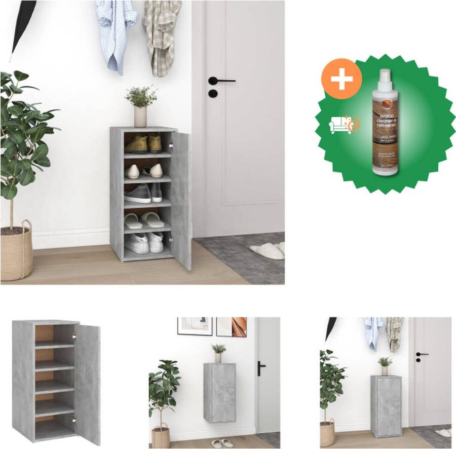 VidaXL Schoenenkast Betongrijs 32 x 35 x 70 cm Duurzaam en Stevig Schoenenkast Inclusief Houtreiniger en verfrisser