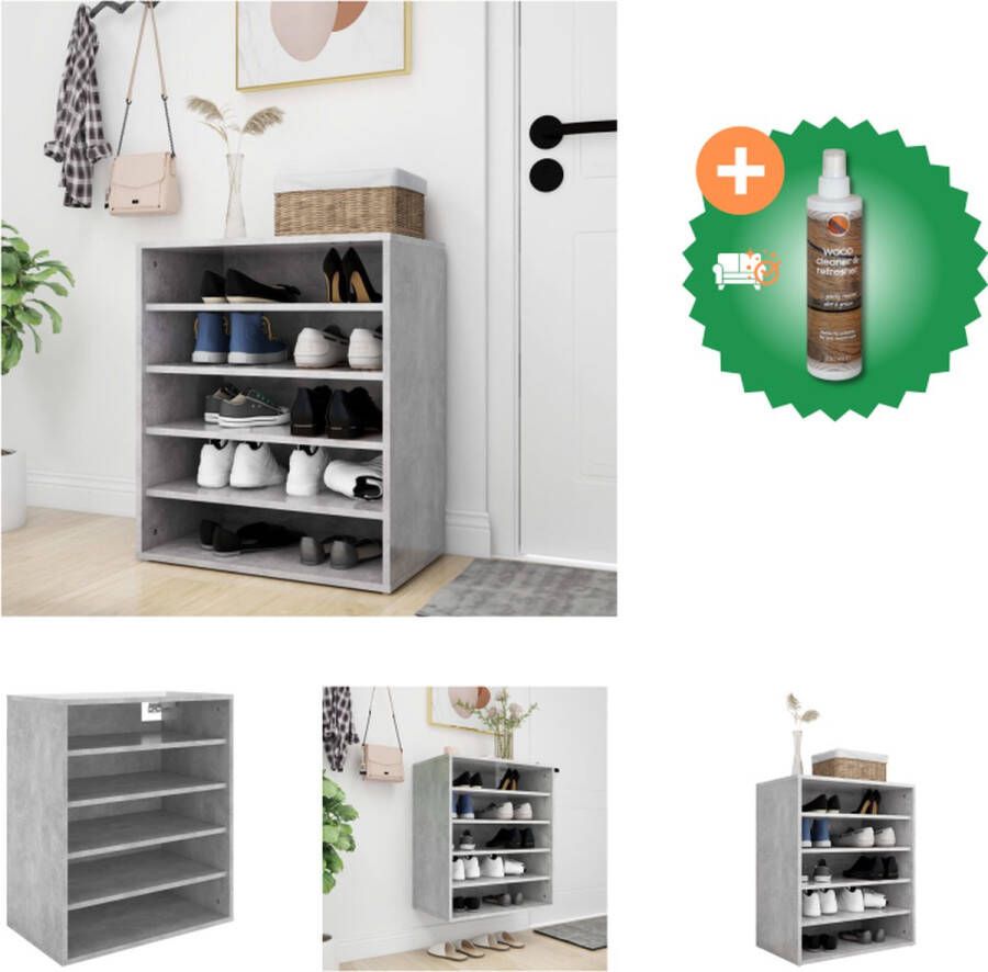 VidaXL Schoenenkast Betongrijs 60 x 35 x 70 cm Duurzaam en stevig Schoenenkast Inclusief Houtreiniger en verfrisser