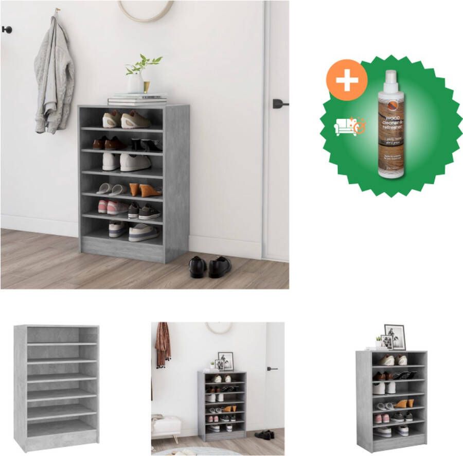VidaXL Schoenenkast Betongrijs 60 x 35 x 92 cm Hoogwaardig materiaal Schoenenkast Inclusief Houtreiniger en verfrisser
