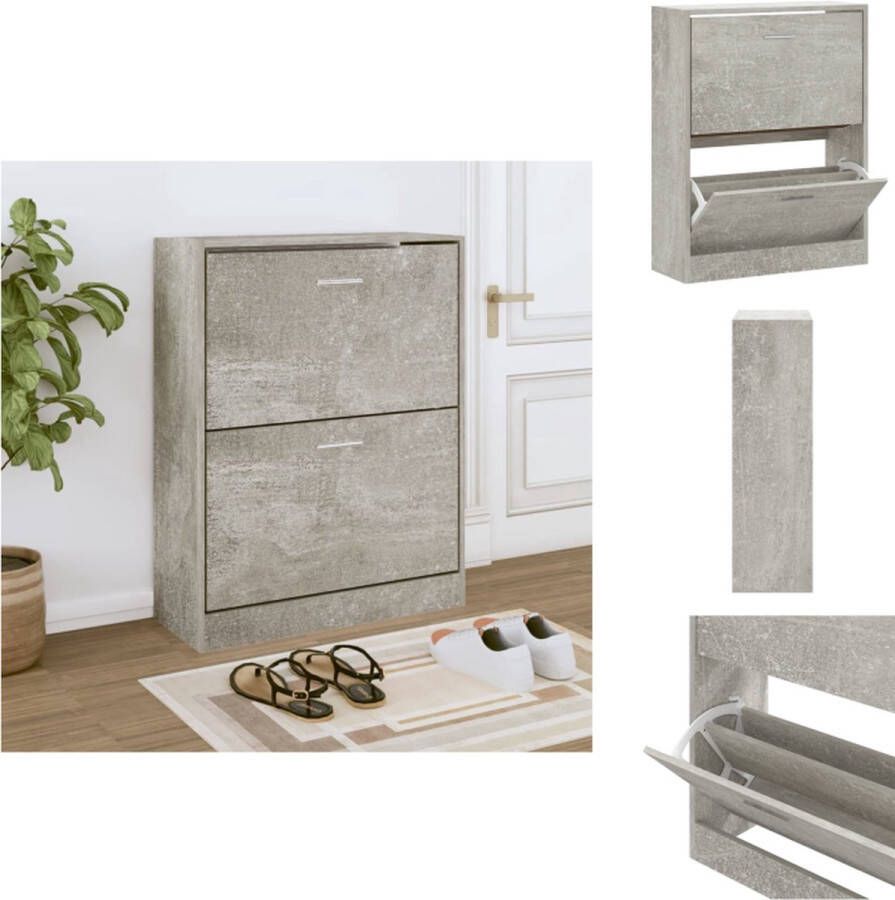 VidaXL Schoenenrek Schoenenrekken Opbergrek Voor Schoenen Schoenenstellage Schoenenkast 63x24x81 cm bewerkt hout betongrijs
