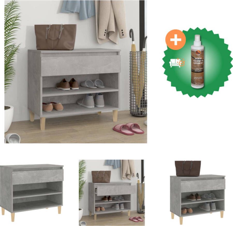 VidaXL Schoenenkast Betongrijs 70 x 36 x 60 cm Stabiel en ruimtebesparend Schoenenkast Inclusief Houtreiniger en verfrisser