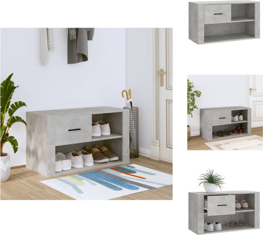 VidaXL Schoenenrek Schoenenrekken Opbergrek Voor Schoenen Schoenenstellage Schoenenkast 80x35x45 cm bewerkt hout betongrijs