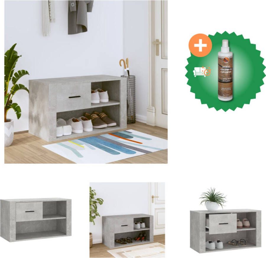 VidaXL Schoenenkast Betongrijs 80 x 35 x 45 cm Voldoende opbergruimte Schoenenkast Inclusief Houtreiniger en verfrisser