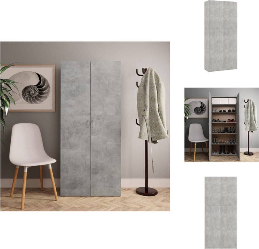VidaXL Schoenenkast Schoenenkasten Schoenen Kast Schoenen Kasten Schoenenkast 80x35 5x180 cm bewerkt hout betongrijs - Foto 2