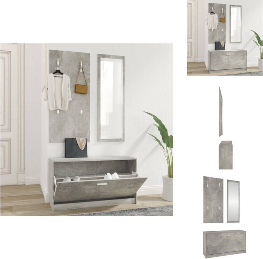 VidaXL Schoenenkast Schoenenkasten Schoenenkast Set Schoenenkastset 3-in-1 bewerkt hout betongrijs