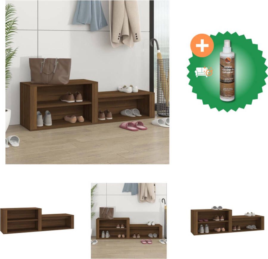VidaXL Schoenenkast 150x35x45 cm bewerkt hout bruineikenkleurig Schoenenkast Inclusief Houtreiniger en verfrisser