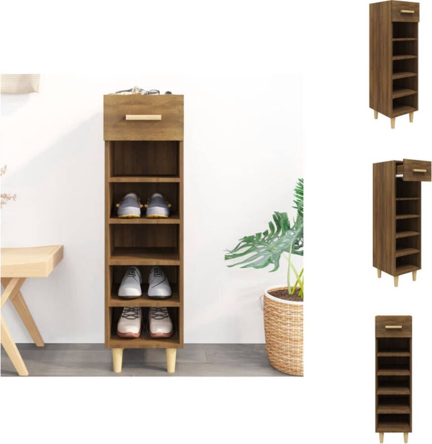 VidaXL Schoenenkast Schoenenkasten Schoenenopberger Opberger Voor Schoenen Schoenenkast 30x35x105 cm bewerkt hout bruineikenkleurig