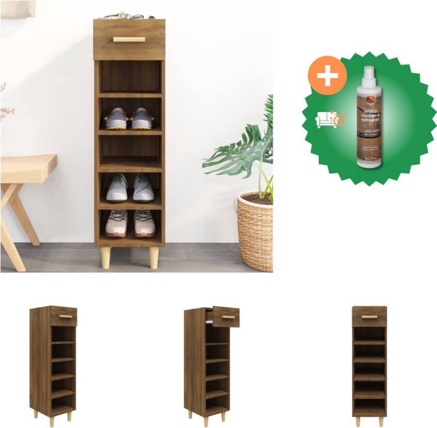 VidaXL Schoenenkast Bruineiken 30 x 35 x 105 cm ventilatie opbergruimte Schoenenkast Inclusief Houtreiniger en verfrisser