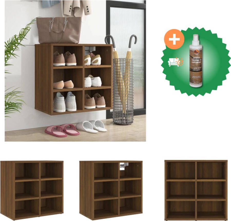 VidaXL Schoenenkast Bruineiken 52.5 x 30 x 50 cm Praktisch en Stijlvol Kast Inclusief Houtreiniger en verfrisser
