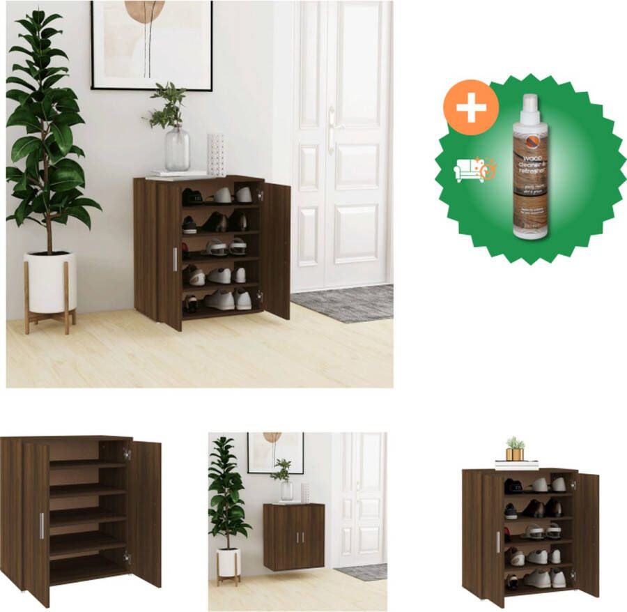 VidaXL Schoenenkast Bruineiken 60 x 35 x 70 cm praktisch en elegant Schoenenkast Inclusief Houtreiniger en verfrisser