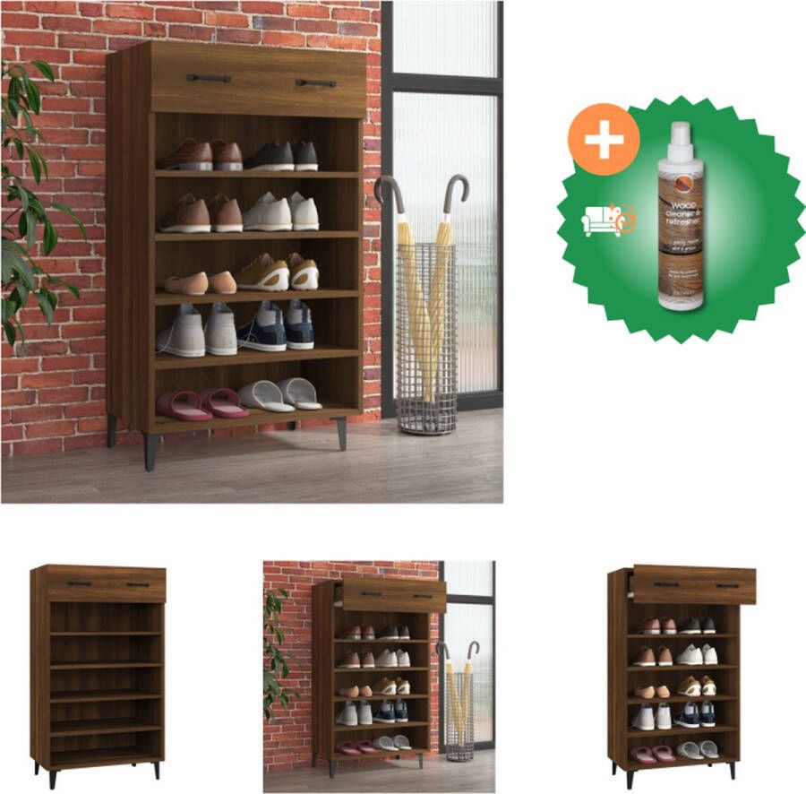 VidaXL Schoenenkast Bruineiken 60x35x105 cm Praktisch en Elegante opbergruimte Schoenenkast Inclusief Houtreiniger en verfrisser