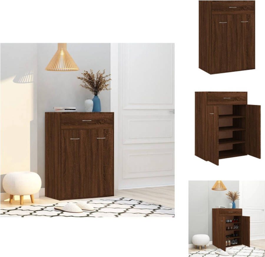 VidaXL Schoenenkast Schoenenkasten Schoenenrek Opbergruimte Voor Schoenen Schoenenkast 60x35x84 cm bewerkt hout bruineikenkleurig