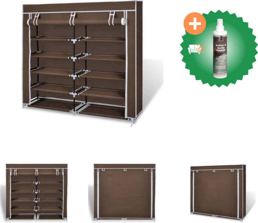 VidaXL Schoenenkast Dubbel 5-laags 115 x 28 x 110 cm Bruin Schoenenkast Inclusief Reiniger