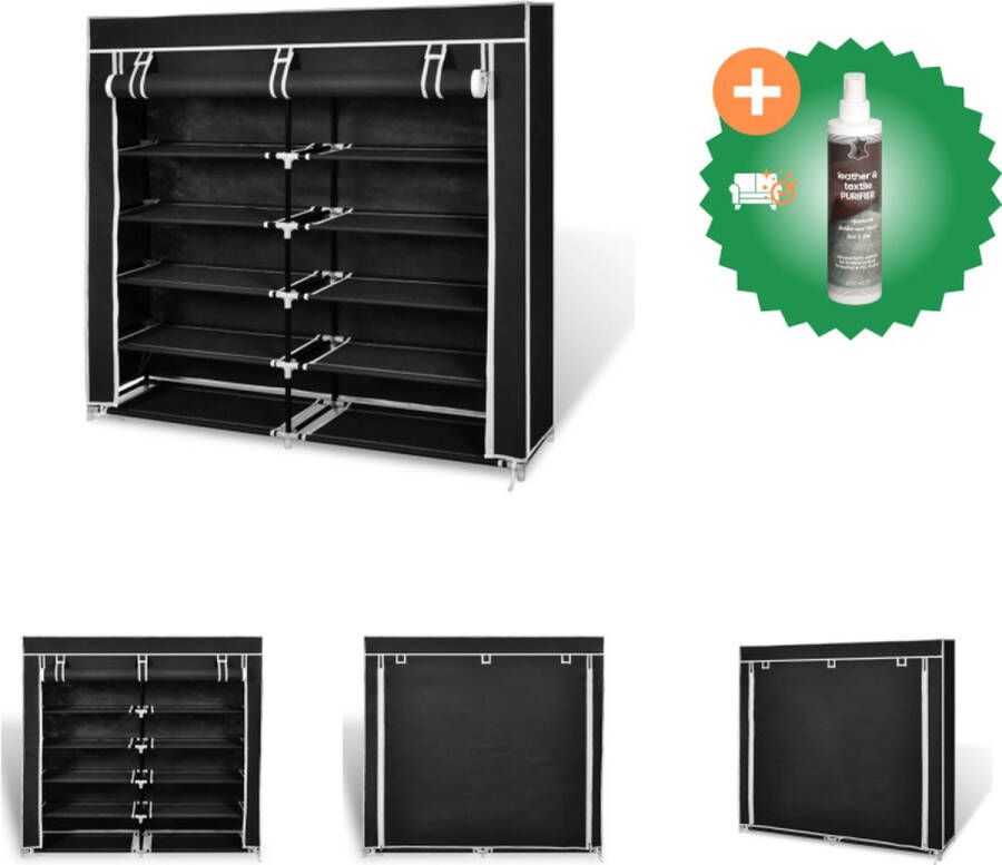 VidaXL Schoenenkast Dubbel 5-laags 115 x 28 x 110 cm zwart Schoenenkast Inclusief Reiniger