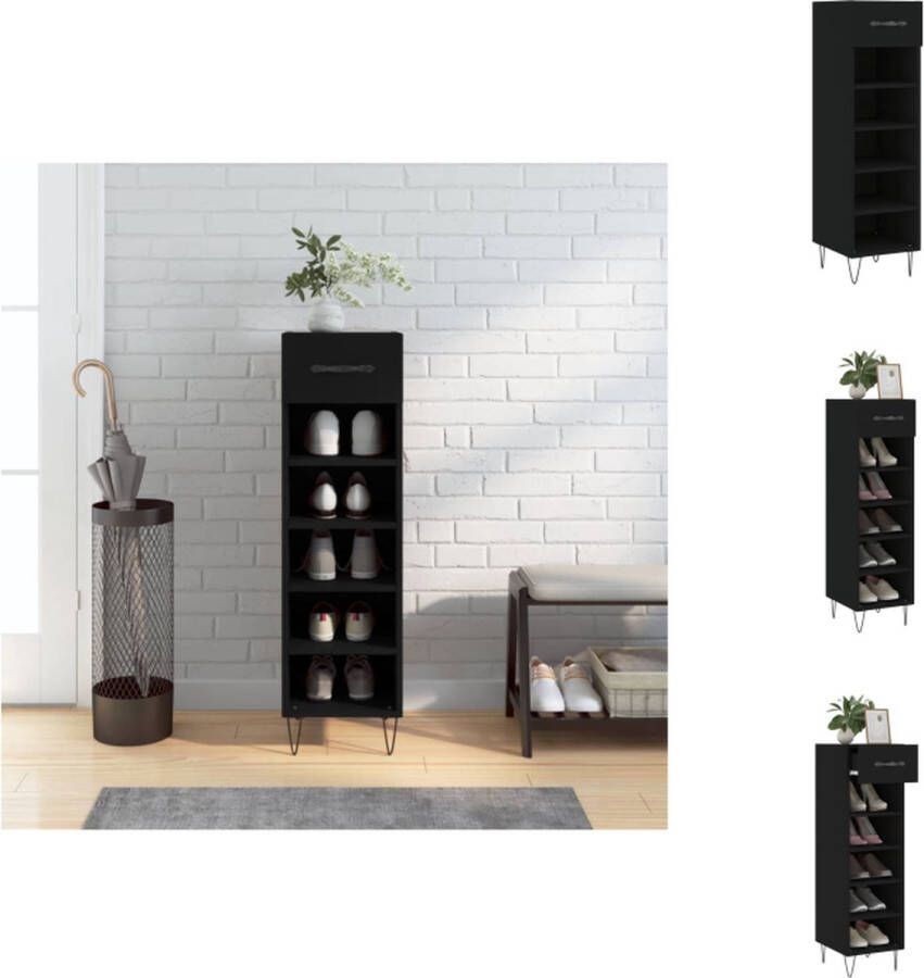 VidaXL Schoenenrek Schoenenrekken Opbergrek Voor Schoenen Schoenenkast 30x35x105 cm bewerkt hout zwart