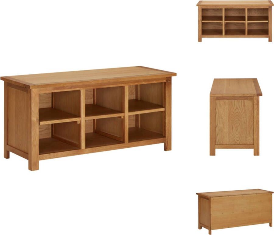 The Living Store Schoenenkast Eikenhout 90 x 37 x 45 cm 6 vakken Schoenenkast Schoenenrek Eikenhouten Kast Meubilair Woonkamer