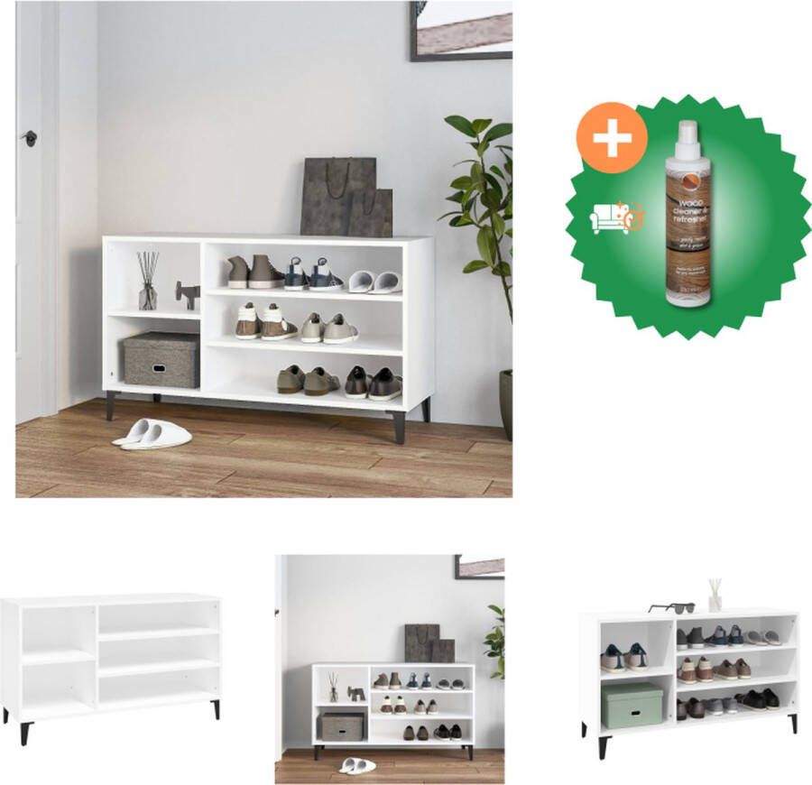 VidaXL Schoenenkast 102 x 36 x 60 cm Duurzaam bewerkt hout Metalen poten Voldoende opbergruimte Schoenenkast Inclusief Houtreiniger en verfrisser - Foto 4