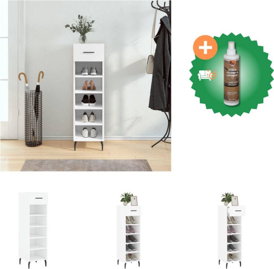VidaXL Schoenenkast Elegant 30x35x105 cm Bewerkt hout Kast Inclusief Houtreiniger en verfrisser