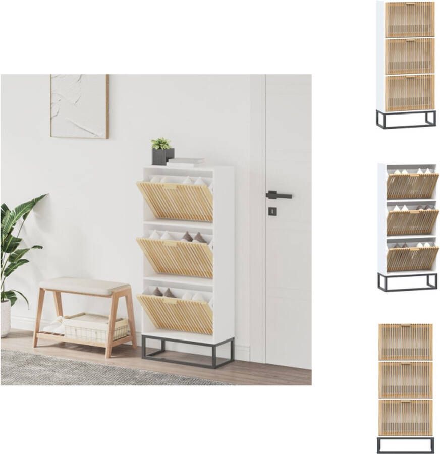VidaXL Schoenenrek Schoenenrekken Opbergrek Voor Schoenen Schoenenstellage Schoenenkast 52x25x120 cm bewerkt hout wit