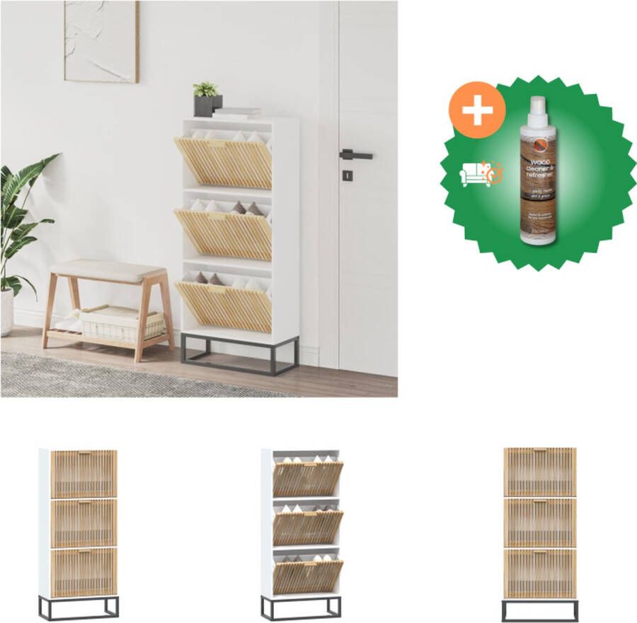 VidaXL Schoenenkast Elegant Bewerkt hout 52 x 25 x 120 cm Schoenenkast Inclusief Houtreiniger en verfrisser