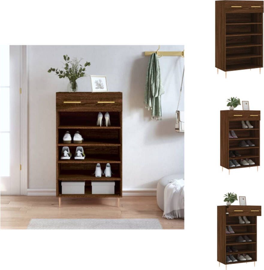 VidaXL Schoenenkast Elegant Meubel 60 x 35 x 105 cm Bruineiken Kast