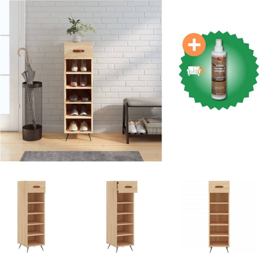 VidaXL Schoenenkast Sonoma Eiken 30 x 35 x 105 cm Duurzaam materiaal en praktisch ontwerp Kast Inclusief Houtreiniger en verfrisser - Foto 2