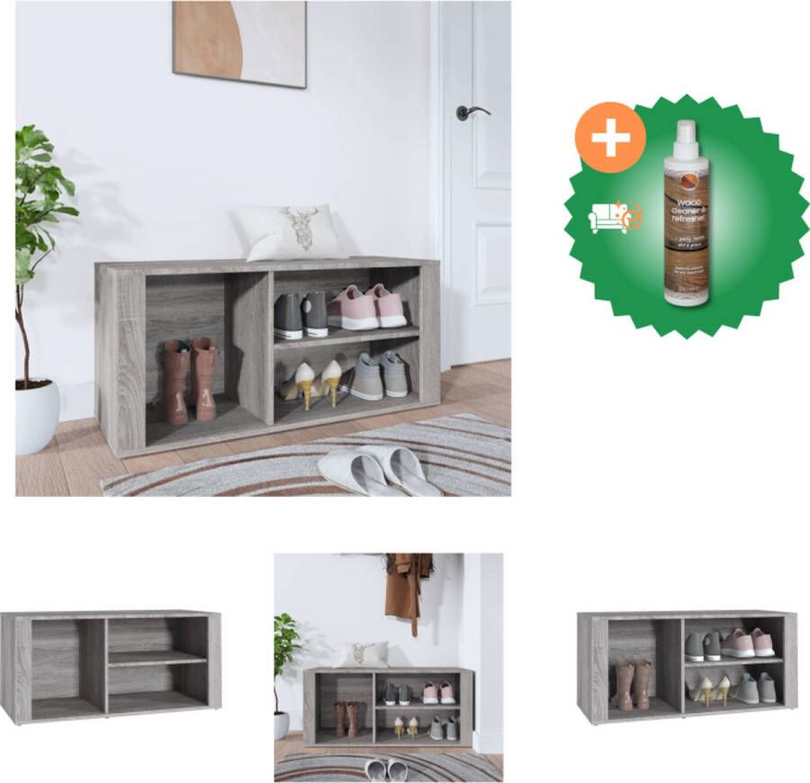 VidaXL Schoenenkast Elegant Opbergruimte 100 x 35 x 45 cm Ken- Grijs Sonoma Eiken Materiaal- Bewerkt hout Schoenenkast Inclusief Houtreiniger en verfrisser