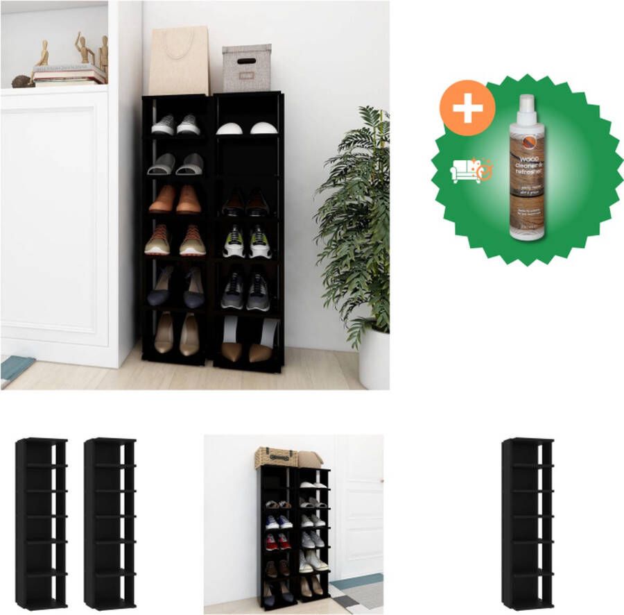 VidaXL Schoenenkast Elegant Opbergruimte voor 6 schoenen Zwart Afmetingen- 27.5 x 27 x 102 cm Schoenenkast Inclusief Houtreiniger en verfrisser