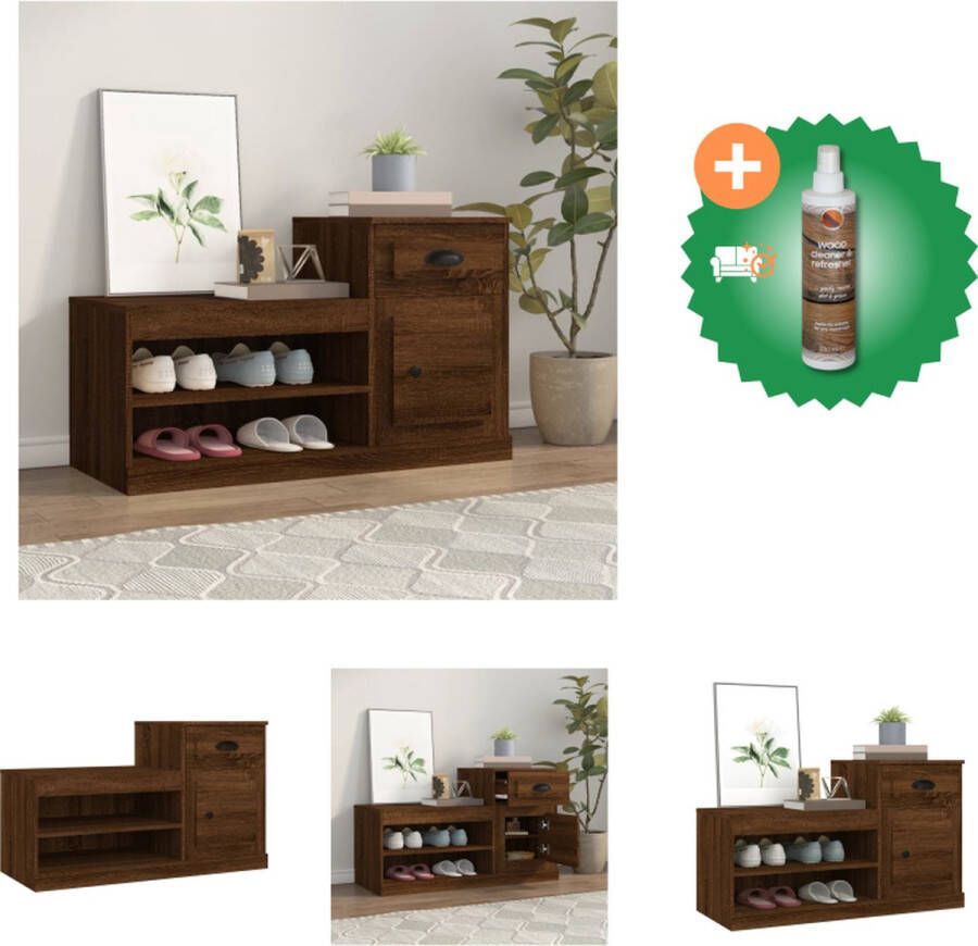 VidaXL Schoenenkast Elegant Opbergruimte voor schoenen 100 x 42 x 60 cm Bruineiken Schoenenkast Inclusief Houtreiniger en verfrisser