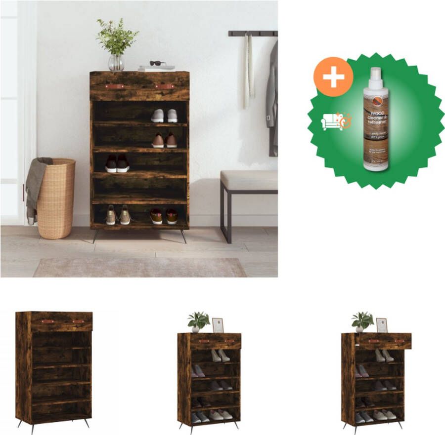 VidaXL Schoenenkast Elegant Opbergruimte voor schoenen 60 x 35 x 105 cm Gerookt eiken Kast Inclusief Houtreiniger en verfrisser