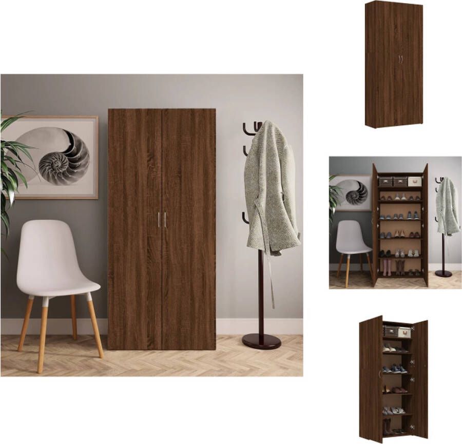 VidaXL Schoenenrek Schoenenrekken Opbergrek Voor Schoenen Schoenenstellage Schoenenkast 80x35-5x180 cm bewerkt hout bruineikenkleurig