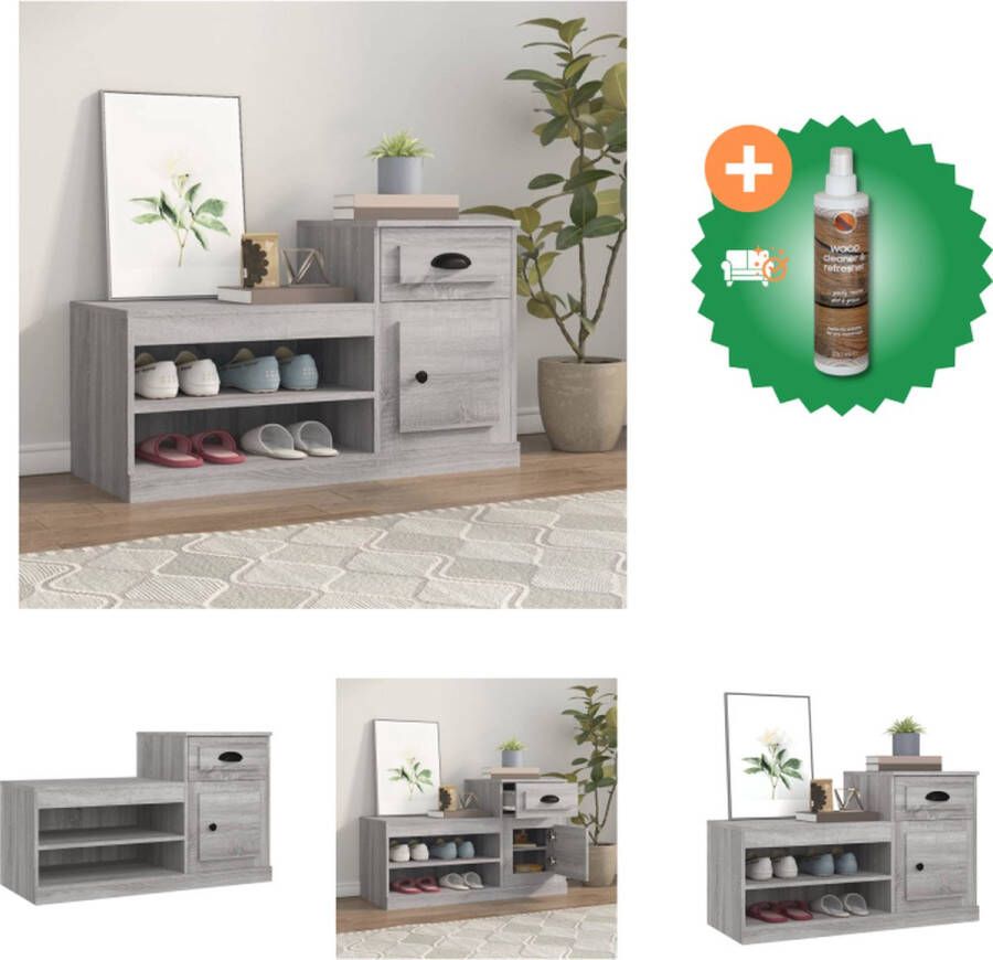 VidaXL Schoenenkast Elegante opbergoplossing Grijze sonoma eiken Afmetingen- 100 x 42 x 60 cm (LxBxH) Schoenenkast Inclusief Houtreiniger en verfrisser