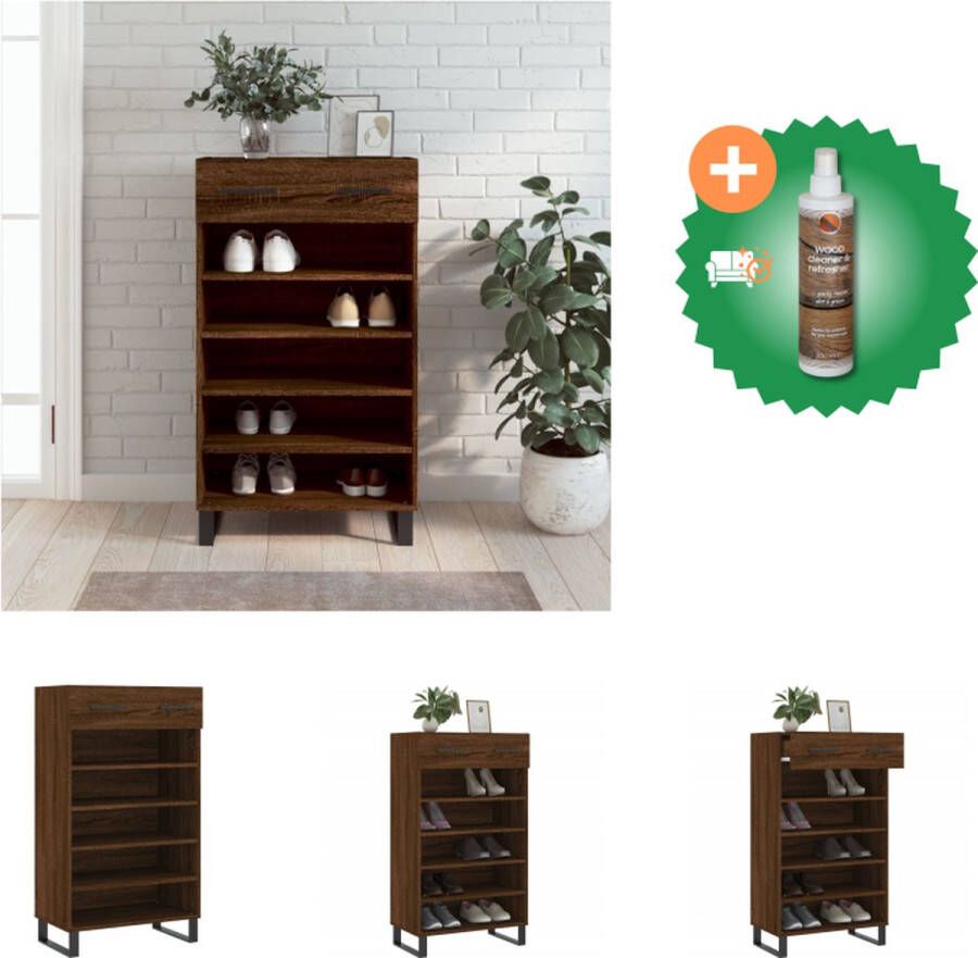 VidaXL Schoenenkast Elegante opbergruimte voor schoenen 60 x 35 x 105 cm Bruineiken Duurzaam materiaal Kast Inclusief Houtreiniger en verfrisser