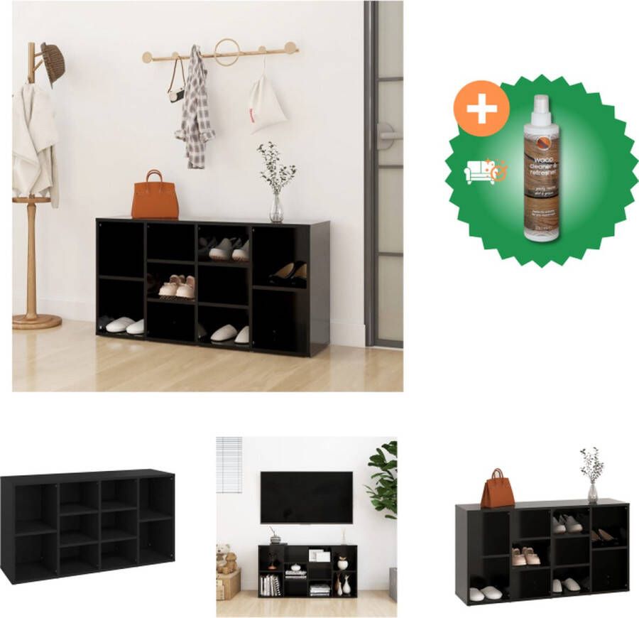 VidaXL Schoenenkast Garderobebank Zwart 103x30x54.5cm Montage vereist Schoenenkast Inclusief Houtreiniger en verfrisser