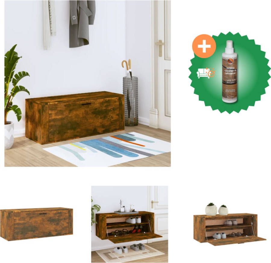 VidaXL Schoenenkast wandgemonteerd 100x35x38 cm bewerkt hout eiken Schoenenkast Inclusief Houtreiniger en verfrisser