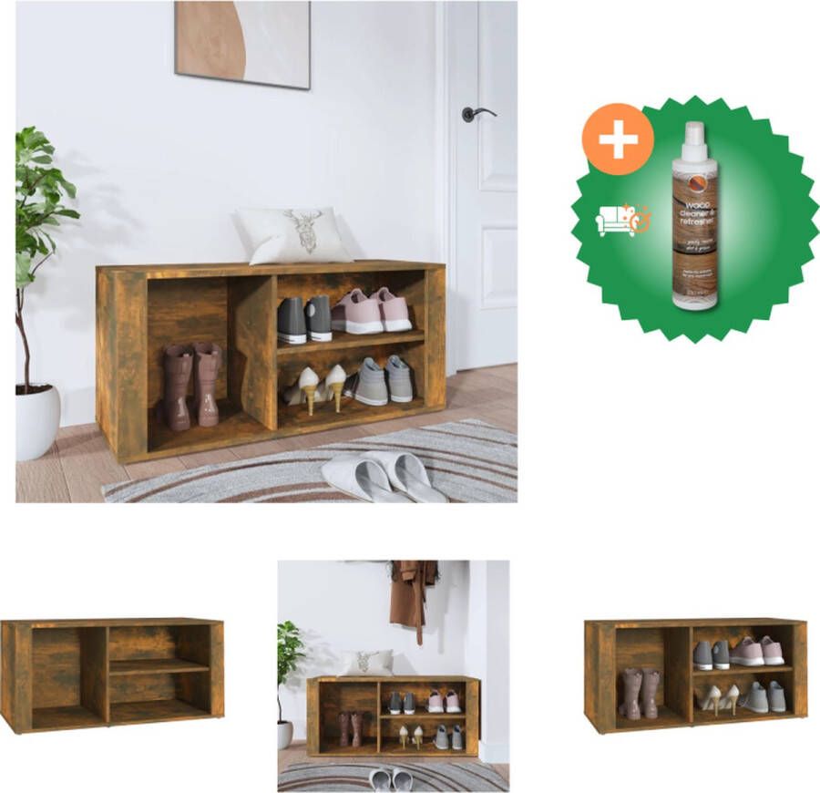 VidaXL Schoenenkast Gerookt eiken 100 x 35 x 45 cm Stabiel Veel opbergruimte Schoenenkast Inclusief Houtreiniger en verfrisser