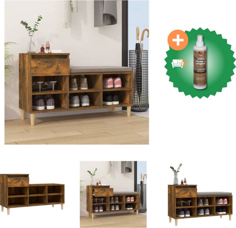 VidaXL Schoenenkast Gerookt eiken 102 x 36 x 60 cm Duurzaam hout Veel opbergruimte Schoenenkast Inclusief Houtreiniger en verfrisser - Foto 3